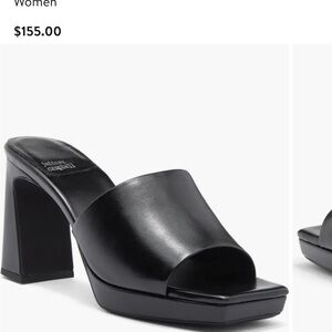 Jeffrey Campbell Black Leather Open-Toe Platform Mule